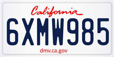 CA license plate 6XMW985