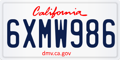 CA license plate 6XMW986