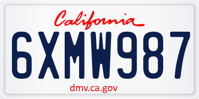 CA license plate 6XMW987