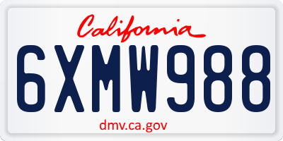 CA license plate 6XMW988