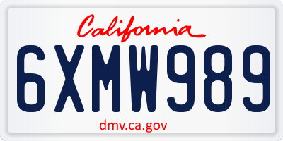 CA license plate 6XMW989