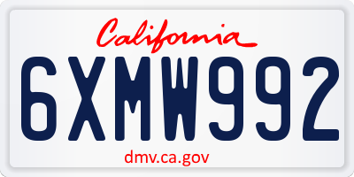 CA license plate 6XMW992