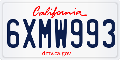 CA license plate 6XMW993