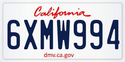 CA license plate 6XMW994