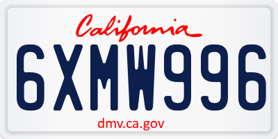 CA license plate 6XMW996