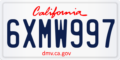 CA license plate 6XMW997