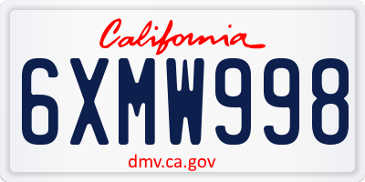 CA license plate 6XMW998