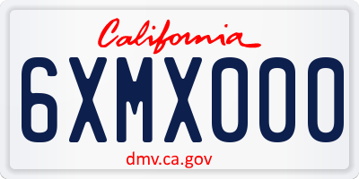 CA license plate 6XMX000