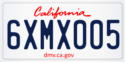 CA license plate 6XMX005