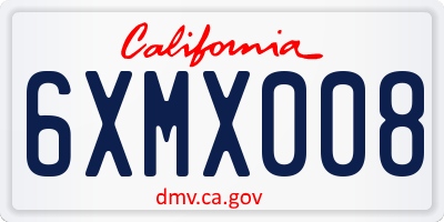 CA license plate 6XMX008
