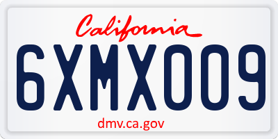 CA license plate 6XMX009