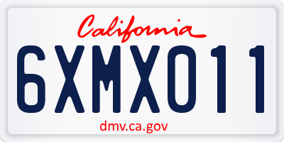 CA license plate 6XMX011