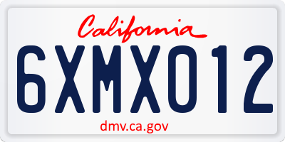CA license plate 6XMX012