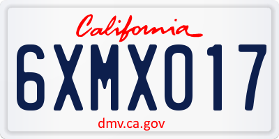 CA license plate 6XMX017