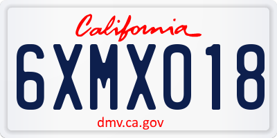 CA license plate 6XMX018