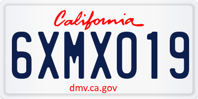 CA license plate 6XMX019