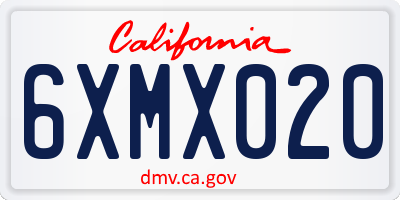 CA license plate 6XMX020