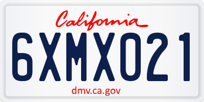 CA license plate 6XMX021