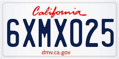 CA license plate 6XMX025