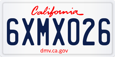 CA license plate 6XMX026