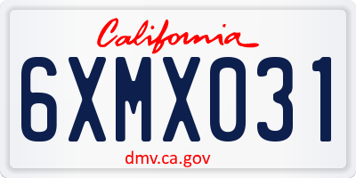 CA license plate 6XMX031
