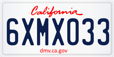 CA license plate 6XMX033