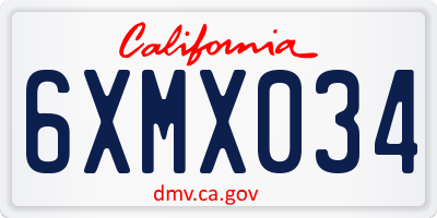 CA license plate 6XMX034