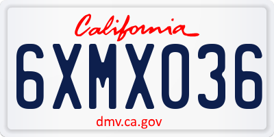 CA license plate 6XMX036