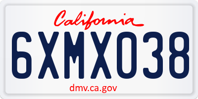 CA license plate 6XMX038