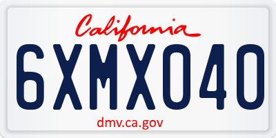 CA license plate 6XMX040