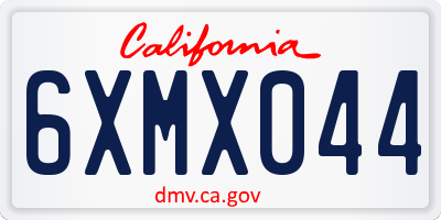 CA license plate 6XMX044