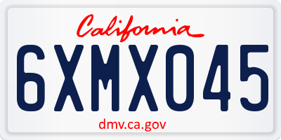 CA license plate 6XMX045