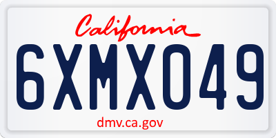 CA license plate 6XMX049