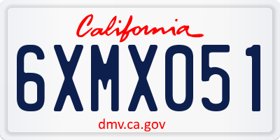 CA license plate 6XMX051