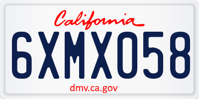 CA license plate 6XMX058