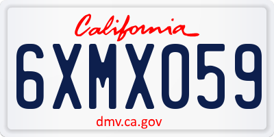CA license plate 6XMX059