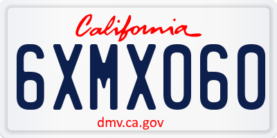 CA license plate 6XMX060