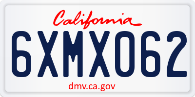 CA license plate 6XMX062