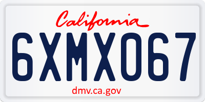 CA license plate 6XMX067