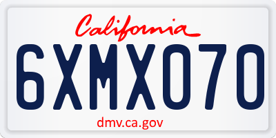 CA license plate 6XMX070
