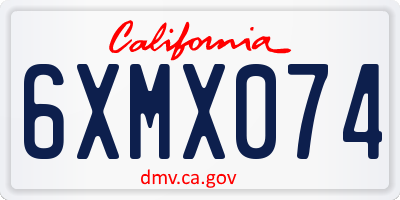 CA license plate 6XMX074
