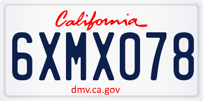 CA license plate 6XMX078