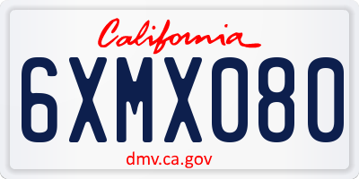CA license plate 6XMX080