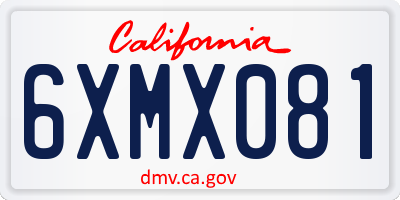 CA license plate 6XMX081