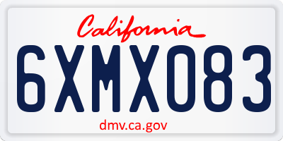 CA license plate 6XMX083