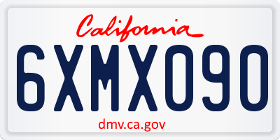 CA license plate 6XMX090
