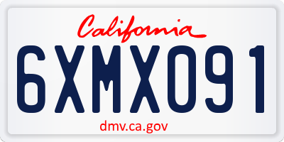 CA license plate 6XMX091