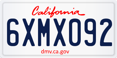 CA license plate 6XMX092