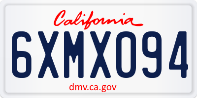 CA license plate 6XMX094