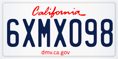 CA license plate 6XMX098